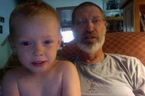 Watching Donald Duck.